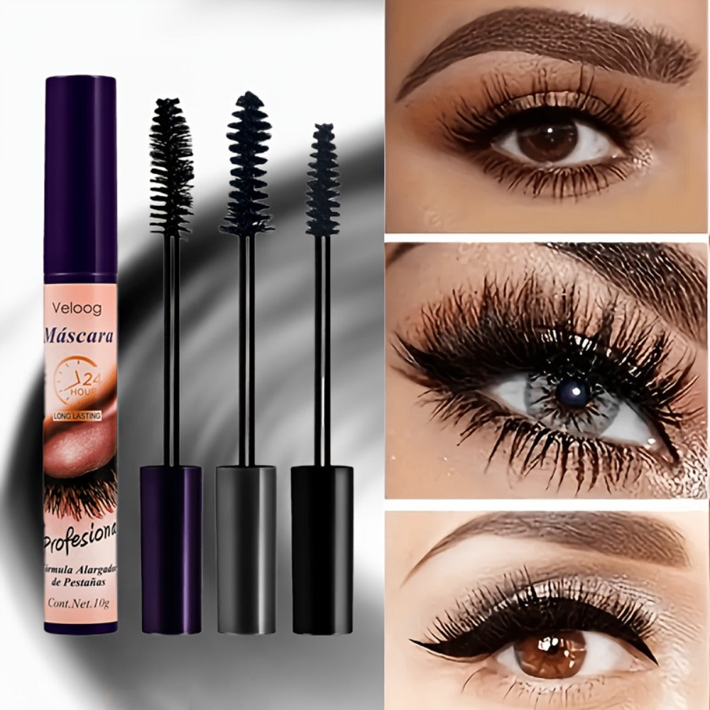 Waterproof Mascara Set 3 Piece — Lengthening Volumizing Curling Lash Mascara with Sea Urchin Spiral Conical Brush Heads, Long-Lasting Smudge-Proof Sweatproof Eye Makeup for Women - product image