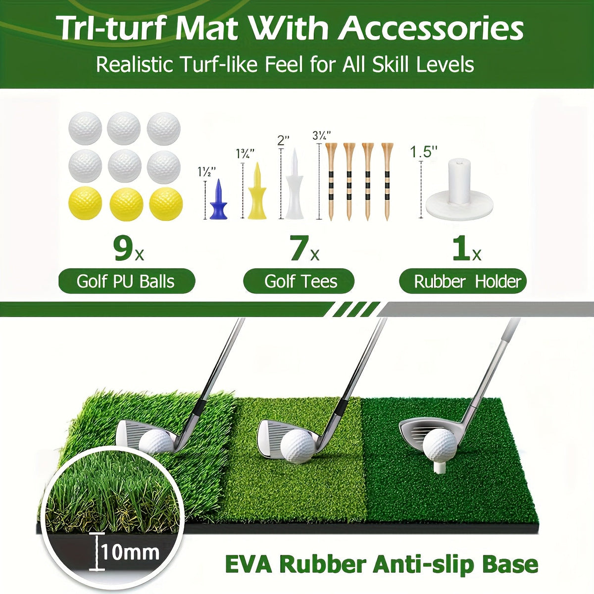 Golf Practice Net 10x7ft with Hitting Mat – Portable Golf Chipping Net for Backyard Indoor Outdoor Use – Golf Gifts for Men Dad Golfers – Golf Training Net for Driving Pitching