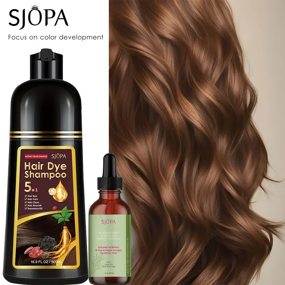 Hair Color Shampoo 5-in-1 Instant Gray Coverage Color Dyeing Conditioner 16.9oz – SJOPA No Ammonia Safe Natural Formula 12 Shades Unisex Men Women - product image 4