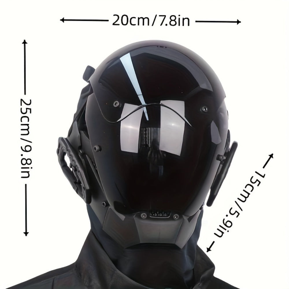 Cyberpunk Mask Futuristic Black for Adults & Teens | Sci-Fi Face Covering for Halloween Rave Club LARP Stage Cosplay, Dystopian Costume Prop & Collectible - product image 2