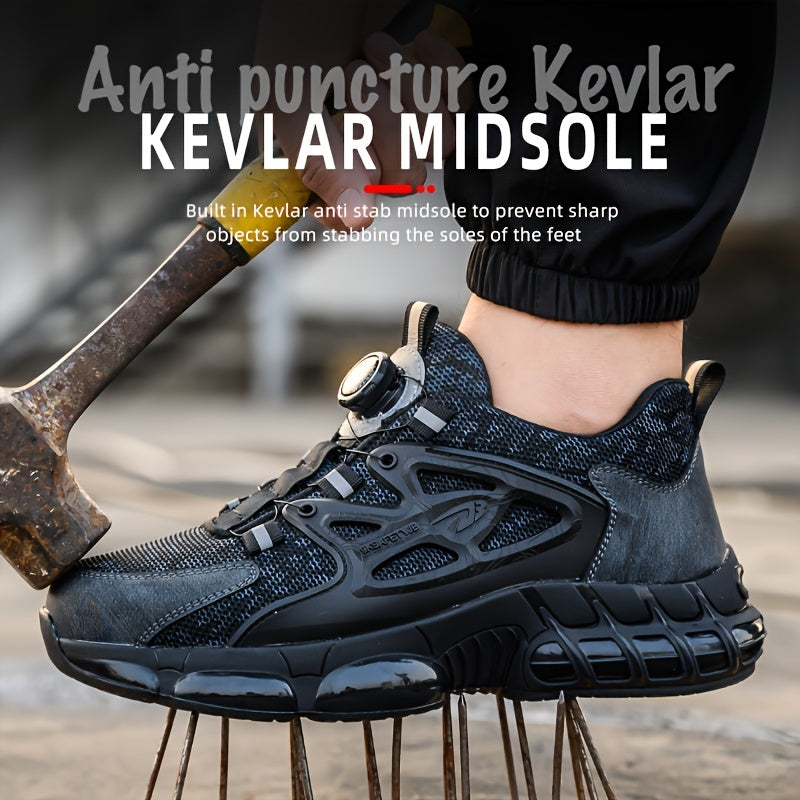 Button Elastic Lace-up Loafer Anti-smash and Anti-stabbing Work Shoes - product image