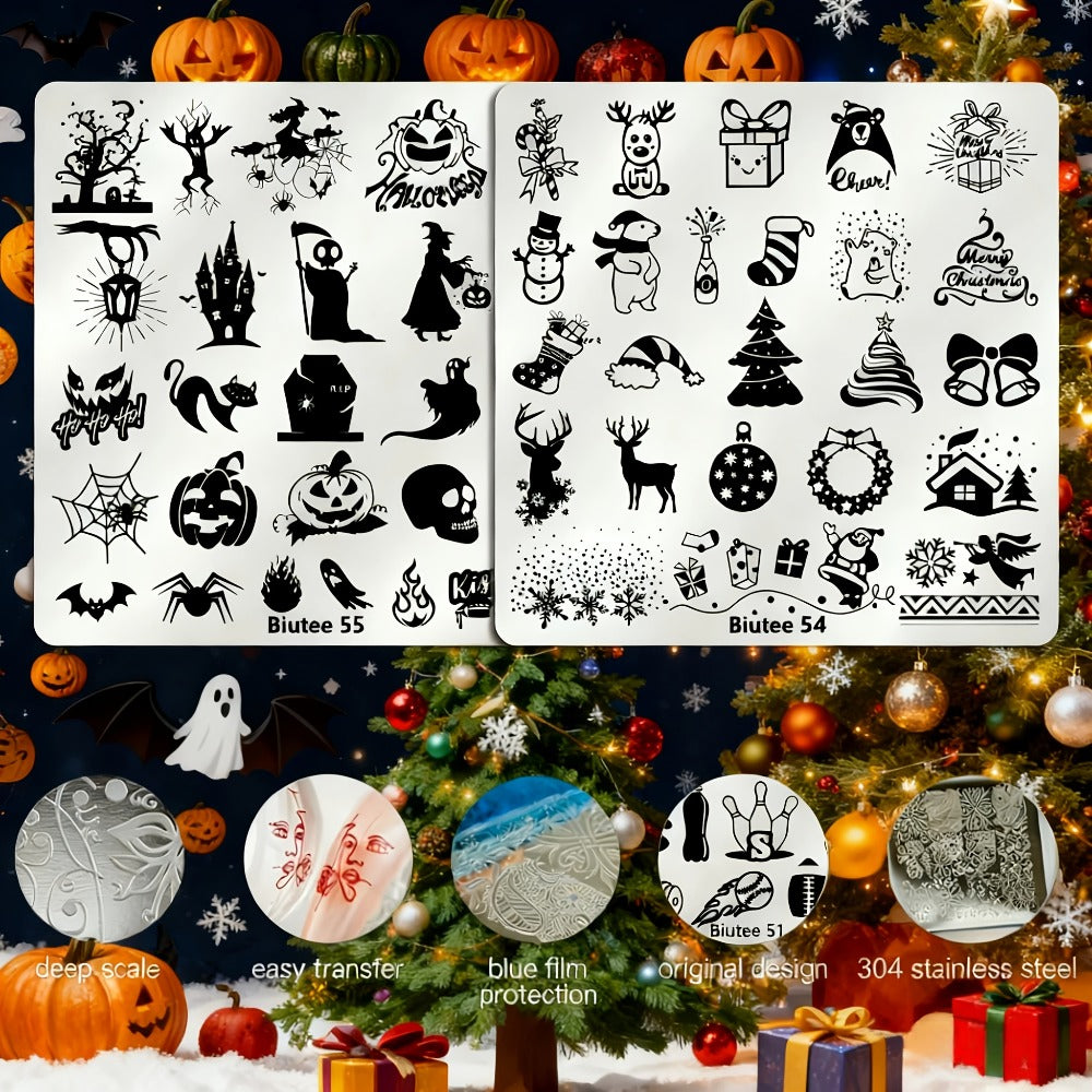 Nail Stamping Plates Set with Stamper & Scraper - Stainless Steel Nail Art Stamp Kit for Beginners & Pros, 14/15/26pcs Holiday Manicure Design Bundle, Christmas Birthday Gift - product image 7