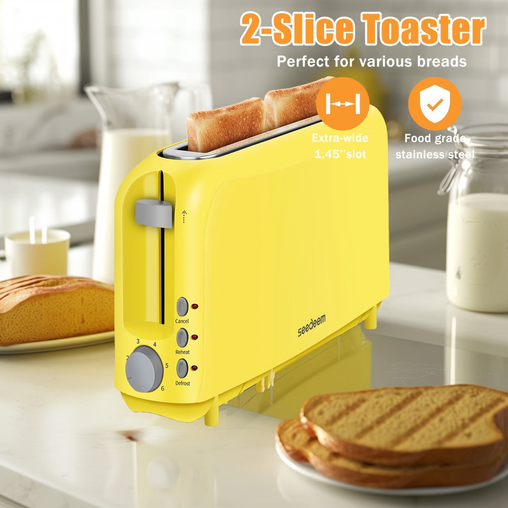 Slim Toaster 2-Slice Long Slot – 1.45" Wide Slot, 6 Shade Settings, Cancel/Reheat/Defrost, 750W, Removable Crumb Tray | 6 Colors - product image 16