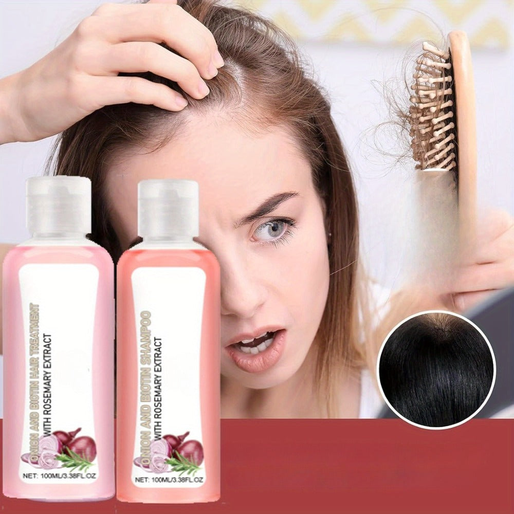 Rosemary Shampoo Set 3pcs — Onion Biotin Hair Growth Shampoo & Conditioner + No-Rinse Hair Vitamin Serum Capsules with Moroccan Macadamia & Avocado Oil | Reduces Shedding & Strengt - product image 7