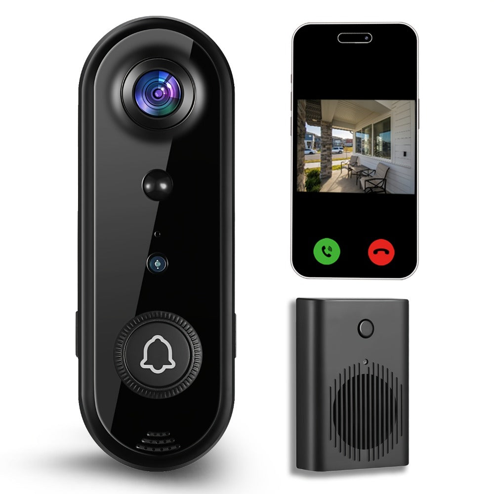 Video Doorbell Camera 1080P HD Wireless with Night Vision, Motion Detection, Two-Way Audio, Indoor Chime & Cloud Storage – 5200mAh Battery, 166° Wide Angle, 2.4GHz WiFi Smart Door  - product image