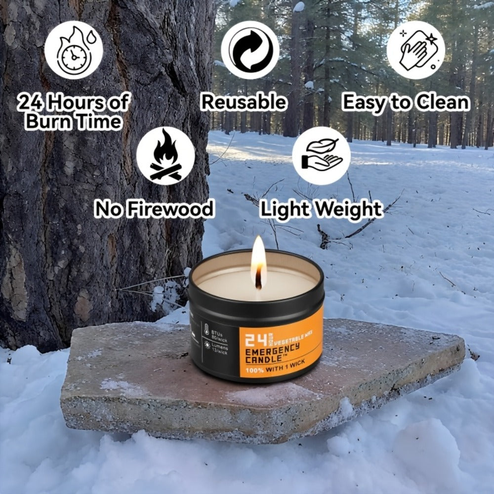 Emergency Soy Wax Candles 24-Hour Long Burning – 4 or 6 Pack Unscented Single-Wick Candles in Golden Tin for Power Outages, Survival, Camping, Hunting & Outdoor Activities | Bulk E - product image 5