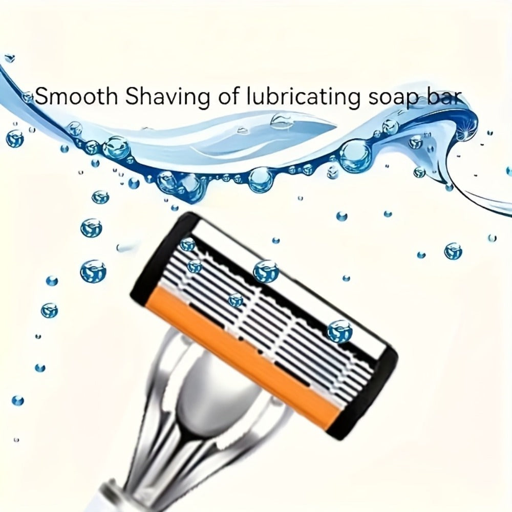 6-Layer Blade Men's Razor Set with Lubricating Strip 2 Handles & 36 or 72 Replacement Blades – Smooth Close Shave Contour-Fitting Ergonomic Manual Shaver for Men Daily Grooming - product image 8