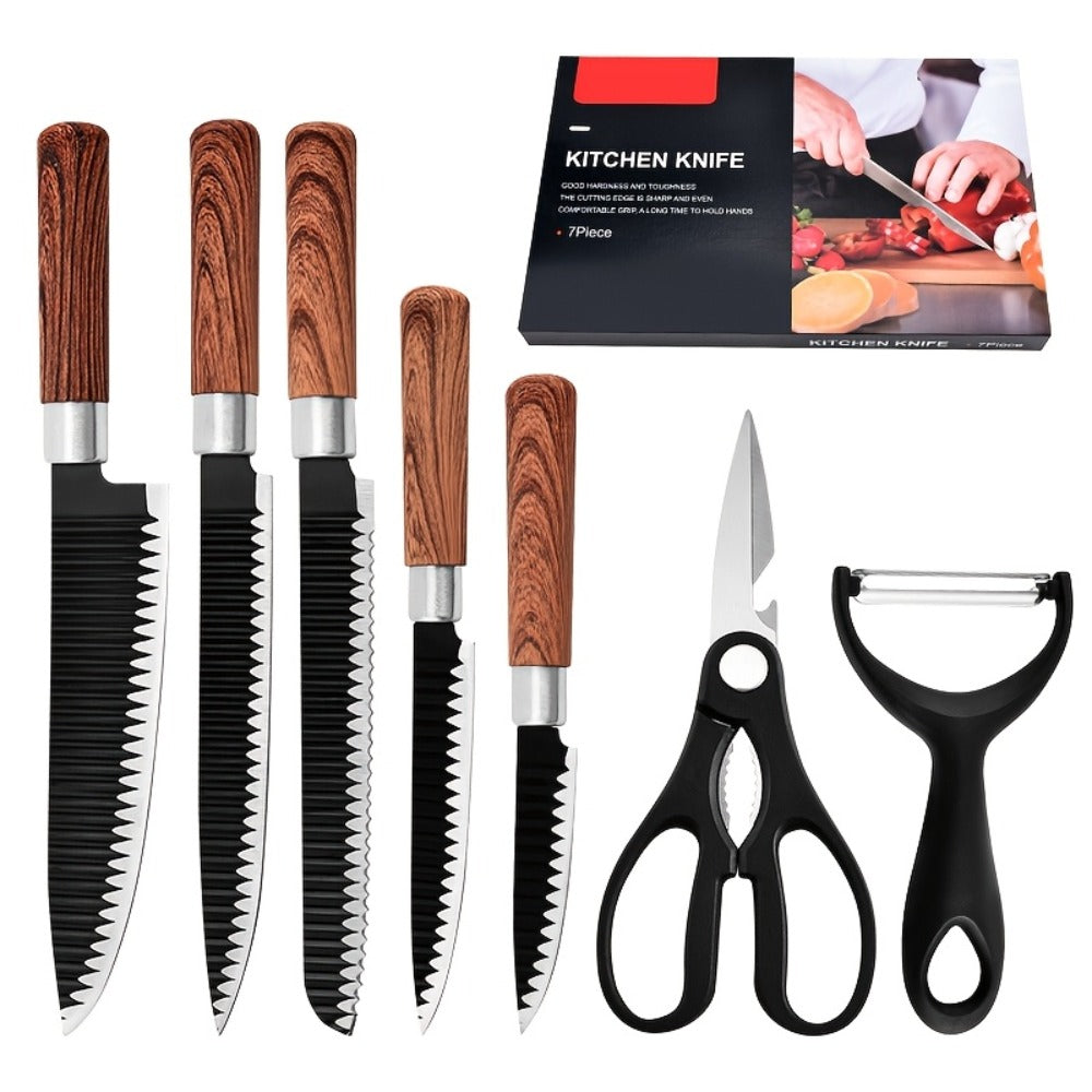 Hand Forged Chef Knife Set with Knife Rack Butcher Knife Bone Cutter Meat Cleaver Vegetable Chopper Kitchen Knife Set for Cooking Camping BBQ Outdoor Hunting Holiday Gift - product image 7