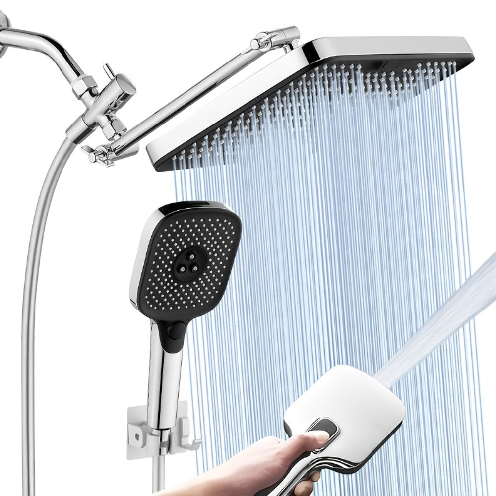 High Pressure Rainfall Shower Head Combo with Handheld Spray – 9 Spray Settings, 180° Adjustable Bracket, Stainless Steel Hose, Anti-Clog Nozzles, Modern Bathroom Shower System - product image 11