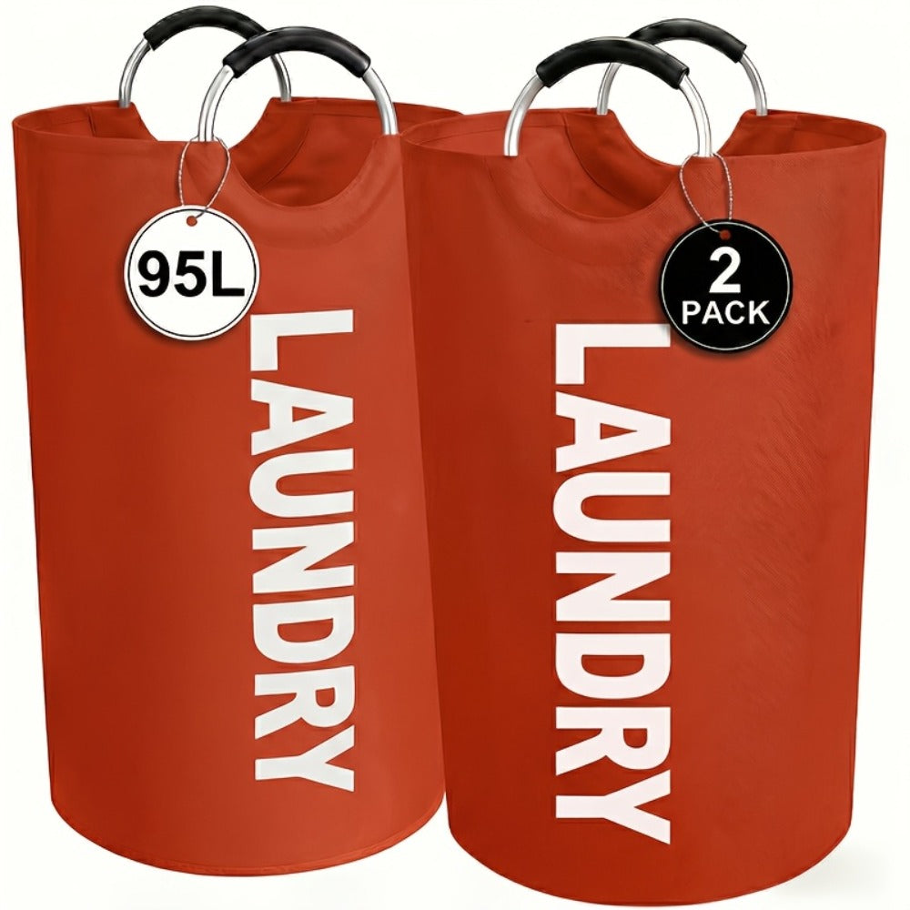 Laundry Basket 2pcs Large Foldable 25.1 Gallon, Collapsible Elevated Hamper with Half-Ring Handles for Bedroom, Bathroom & Laundry Room, Multiple Color Options - product image 13