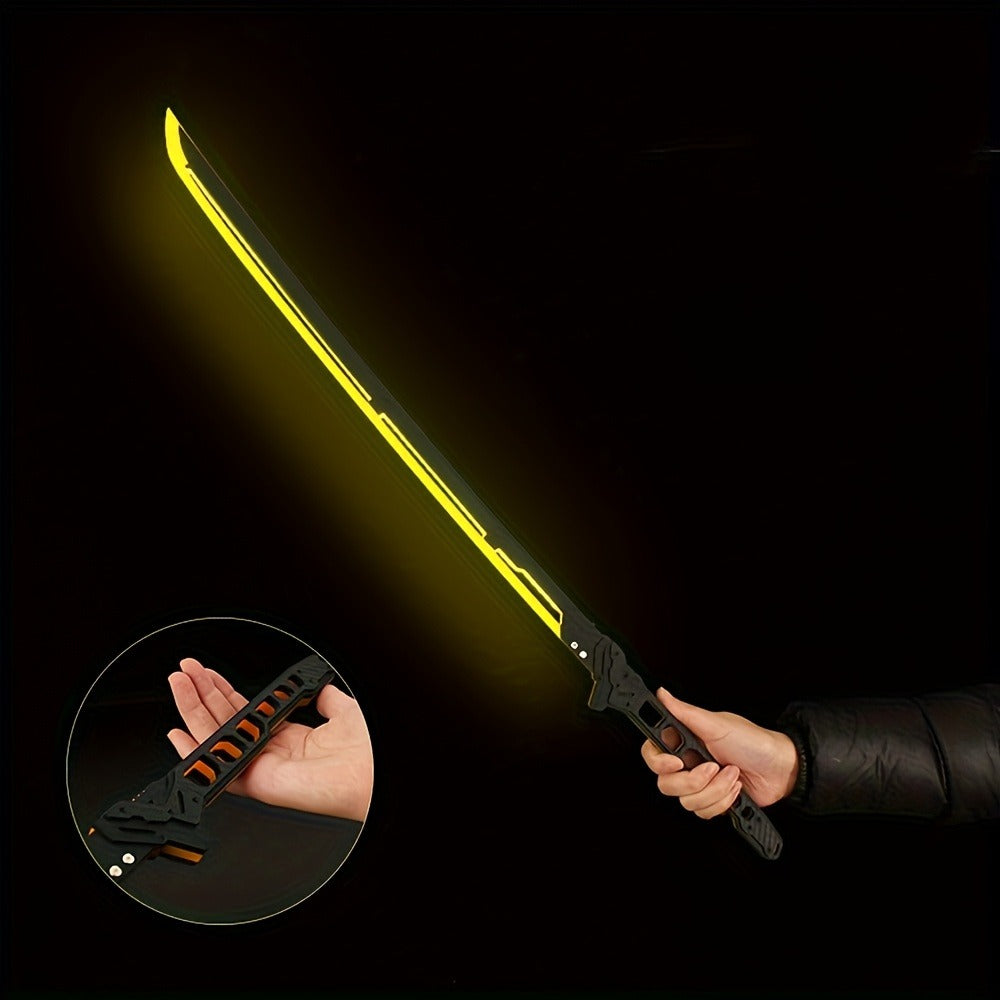1:1 Scale Sci-Fi Glowing Sword for Cosplay Halloween Masquerade Party Display Collectible Blunt Safe Red Orange Green – LED Cyberpunk Katana Prop 80cm Acrylic - product image 29