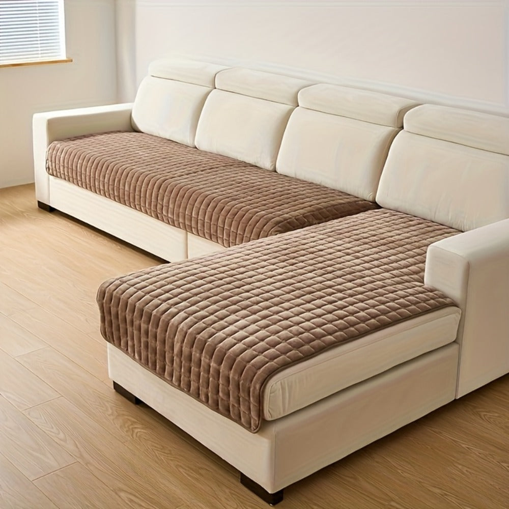Quilted Flannel Velvet Sofa Cover 2pcs Set | Luxurious Jacquard Couch Cover, Soft Furniture Protector, Pet Friendly Machine Washable, All Season, Living Room Bedroom Office - product image 5