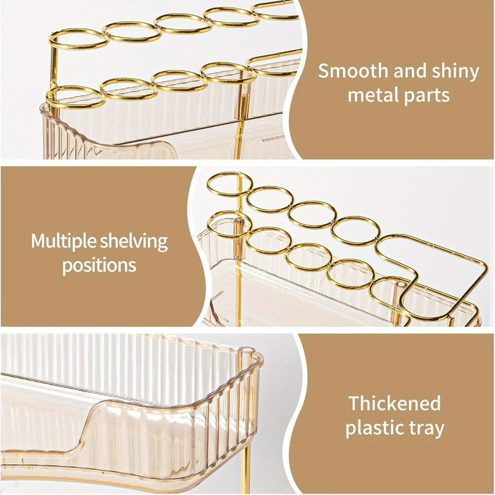 Bathroom Corner Shelf Organizer 2-in-1 Tiered Makeup Skincare Storage with Brush Holder No-Tool Install Space-Saving Countertop Vanity Dresser Kitchen Organizer Women - product image 7