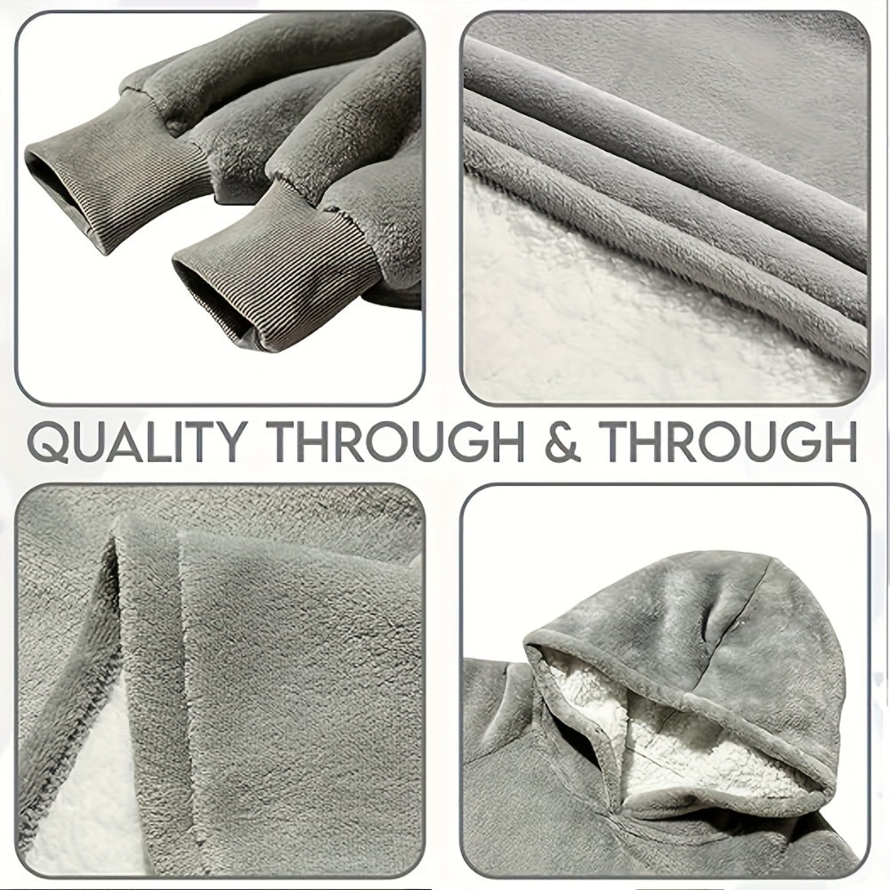 Hooded Wearable Blanket – Double-Sided Flannel Suede Hoodie Blanket for Women & Men, 500gsm Oversized Warm Cozy Sweatshirt - product image 13