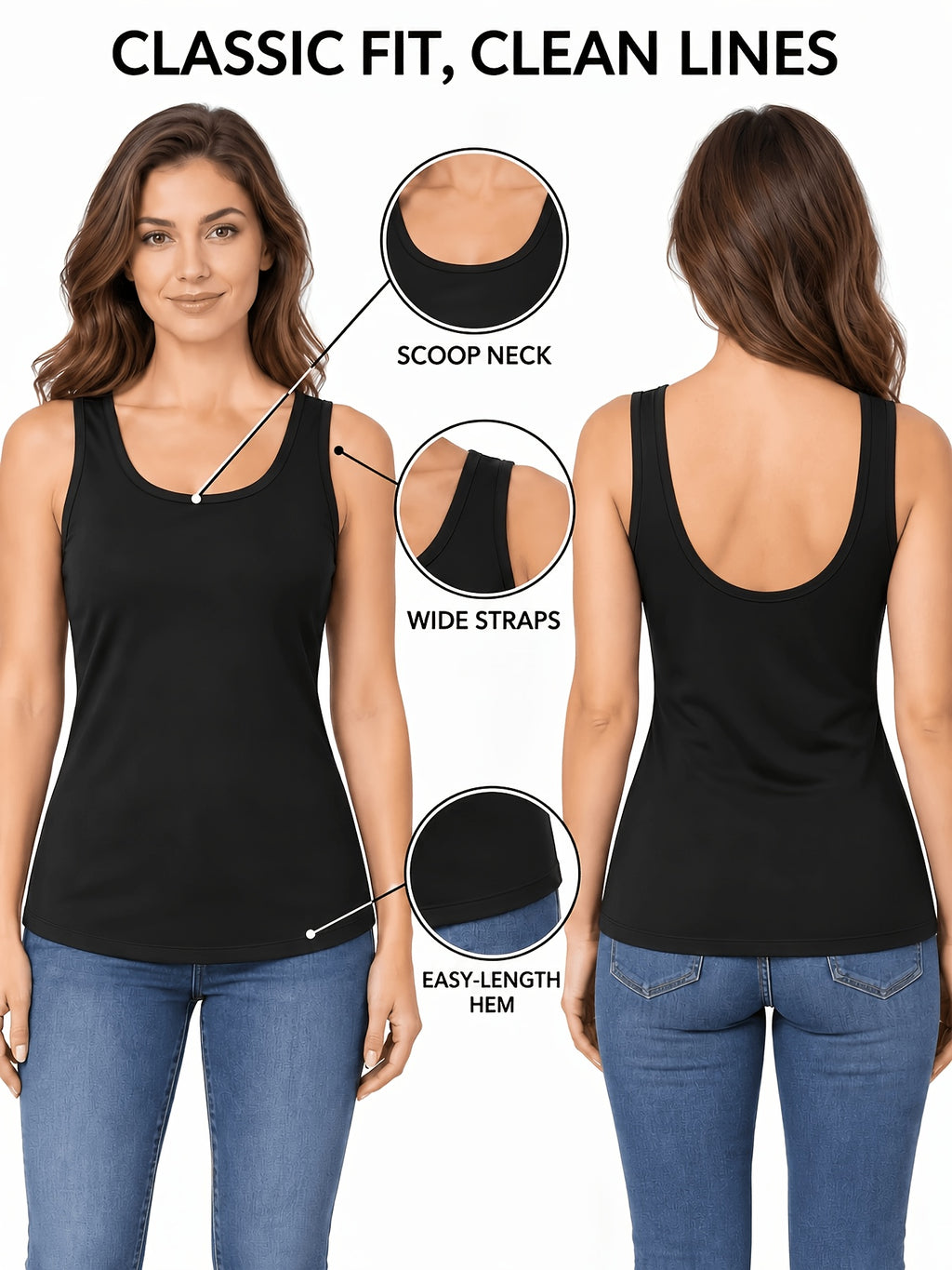 6pcs Women's Soft Sticky Blouses - Sleeveless Shirts with Semi-Sheer Adhesive Top Layer (No Padding), Breathable All-Season Vest for home & Layering - product image 11