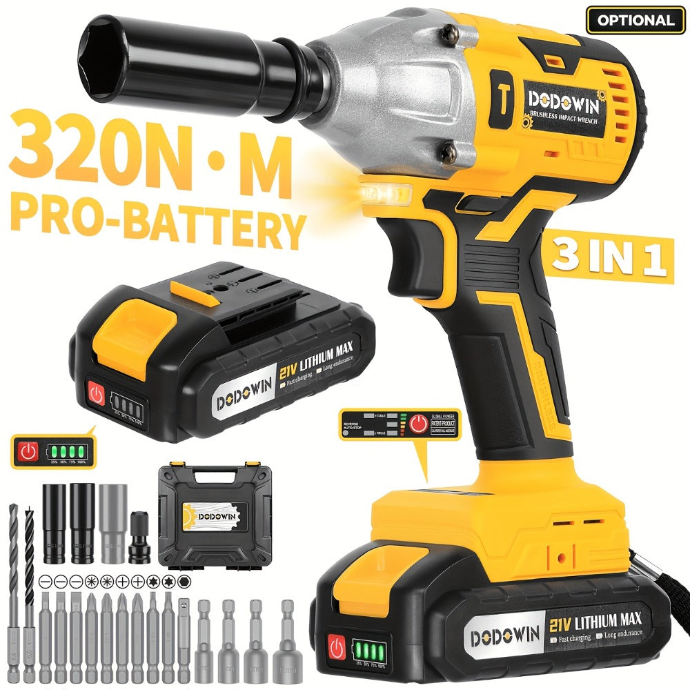 High Torque Impact Wrench Kit 320NM / 1000NM Brushless Cordless – 21V with 2.0AH / 4.0AH Batteries, Quick Charger, 6 Sockets & Full Accessories, Electric Impact Gun for Car Repair, - product image 12