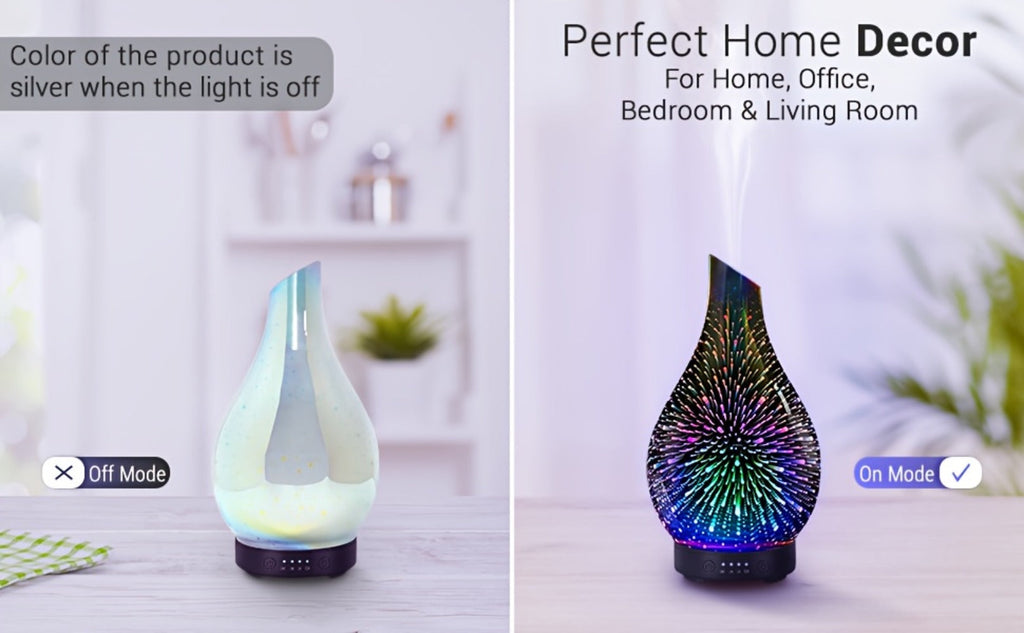 Essential Oil Diffuser Glass Ultrasonic Cool Mist Aromatherapy Diffuser – 4.06 oz Quiet Waterless Auto Shut-Off, 4 Timer Settings, 7 Color Night Light, Home Office Bedroom Use (Sil - product image 13