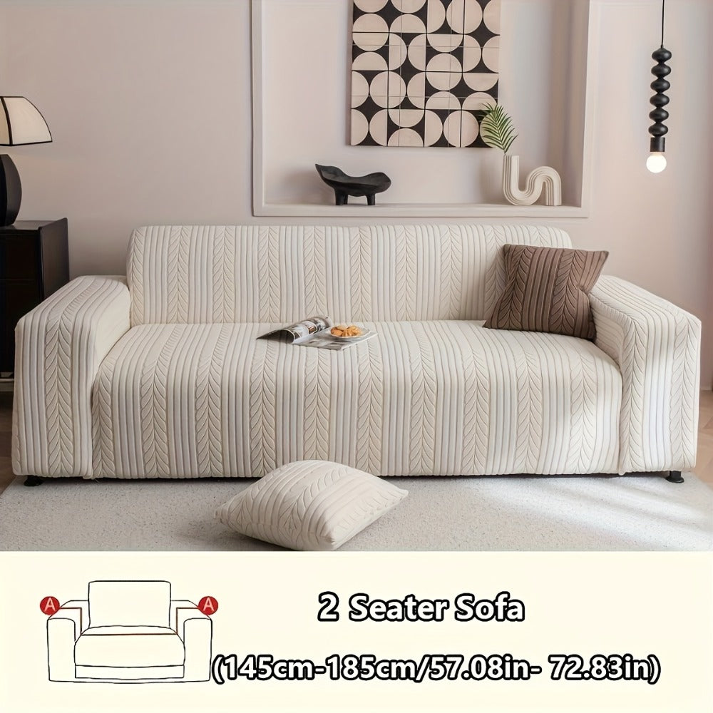 Sofa Cover Stretchy Washable Slipcover for 1 2 3 4 Seater Couch, Zigzag Textured Fabric, Scratch Slip Resistant Furniture Protector, Cream White Light Grey Dark Gray Coffee Brown - product image 5
