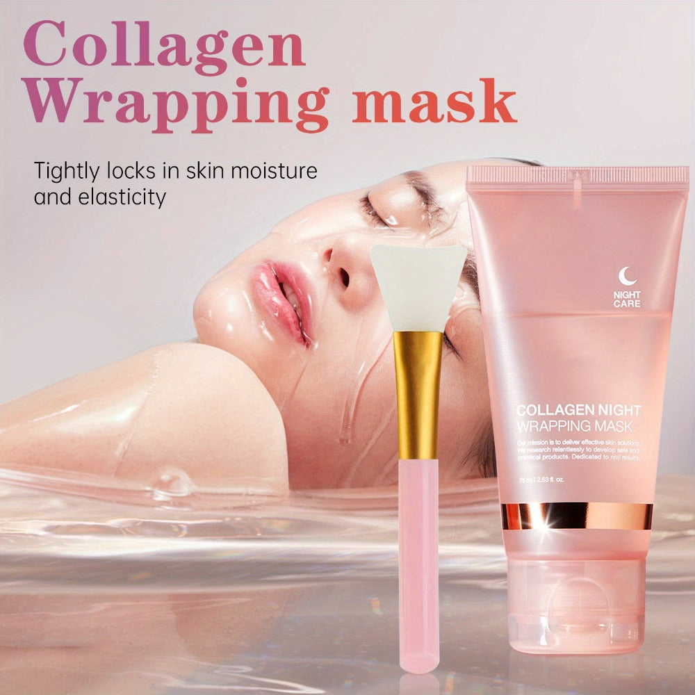 Collagen Night Mask with Brush Overnight Face Mask Hydrating Anti-Aging Sleeping Mask Elasticity Repair Skin Care for All Skin Types - product image 9