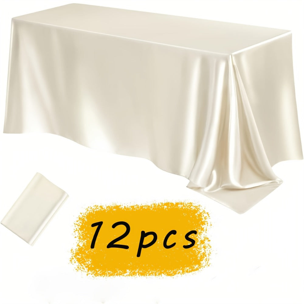 Satin Tablecloth 12pcs 57"x102" Rectangular Silky Smooth Fabric Table Cover for Wedding Banquet Birthday Party Holiday Event - product image 3