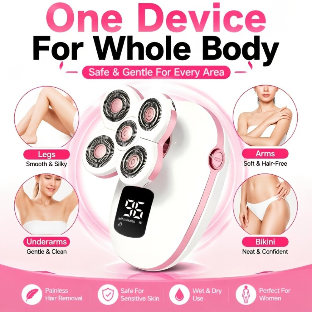 Waterproof Electric Shaver for Women & Men – IPX6 Rotary Head, Wet & Dry Body Hair Removal, Floating Head, Type-C Charging, LED Display, Underarm Leg Arm Face Shaver, Holiday Gift - product image 4