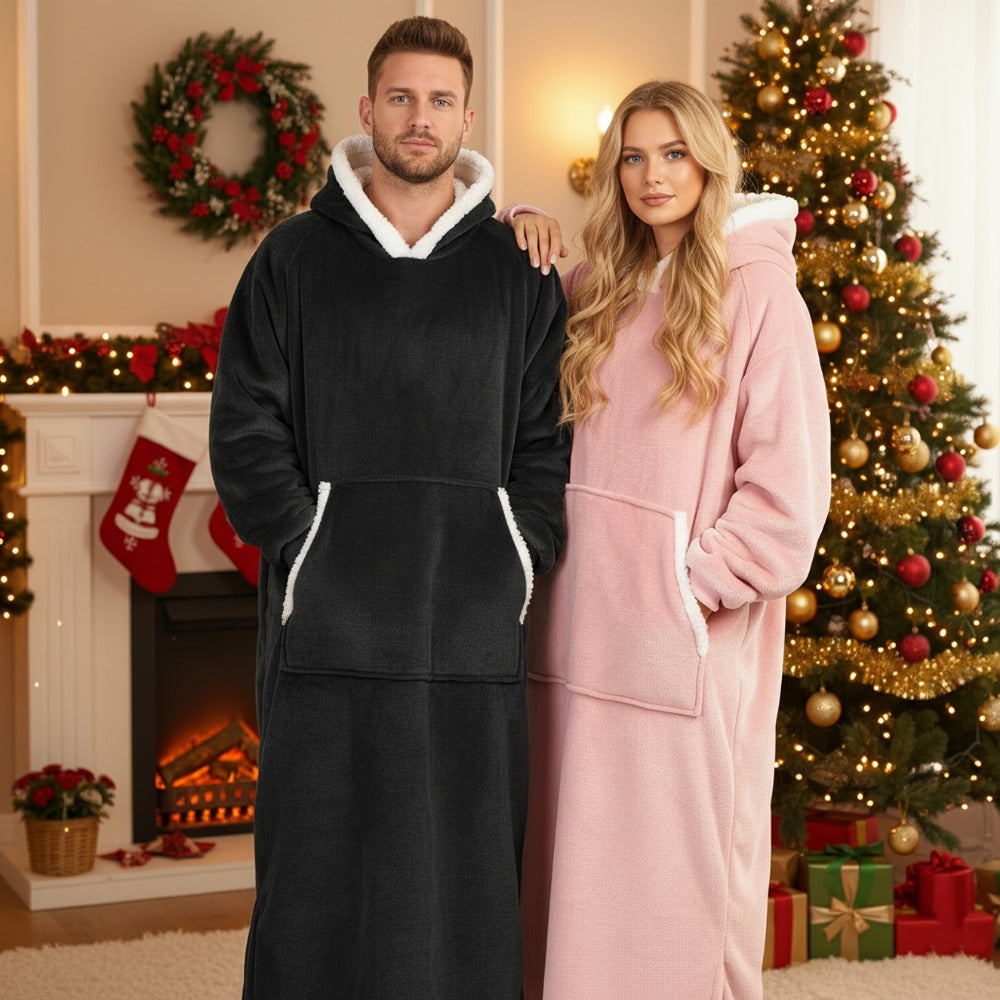 Wearable Blanket Hoodie - Oversized Extra-Long Ultra-Soft Acrylic Hooded Blanket for Adults, Warm Cozy TV Watching Winter Gift for Christmas Valentine's Day - product image 2