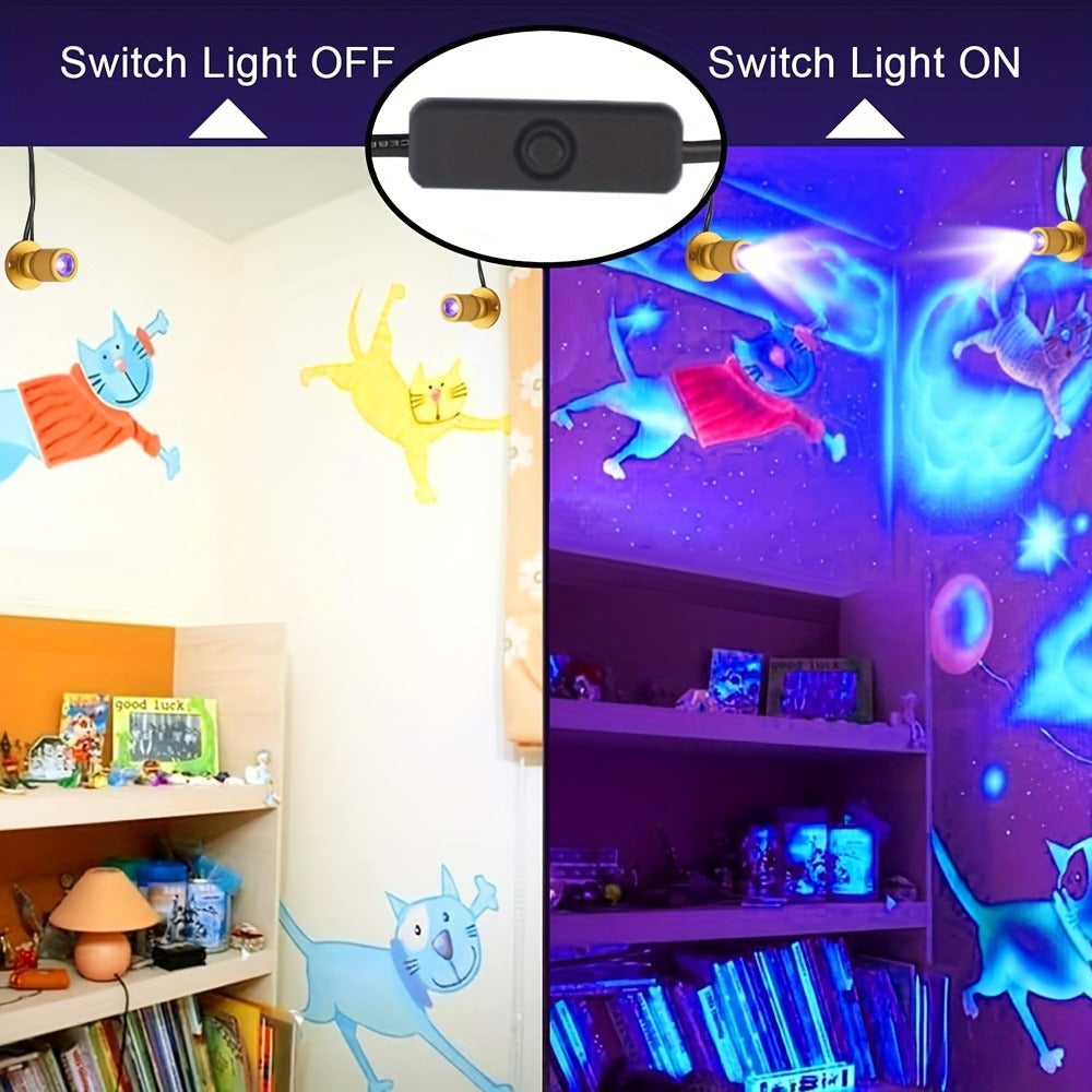 LED UV Blacklight USB Powered Mini Spotlight – Glow Party, Tapestry & UV Reactive Decoration with On/Off Switch - product image 6