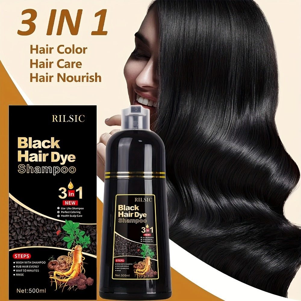 Herbal Hair Dye Shampoo 3-in-1 with Plant Squalene 2pcs 16.91oz — Instant Gray Hair Coverage, Natural Color in Minutes, Brown Dark Brown & Black, Unisex Men & Women - product image 23