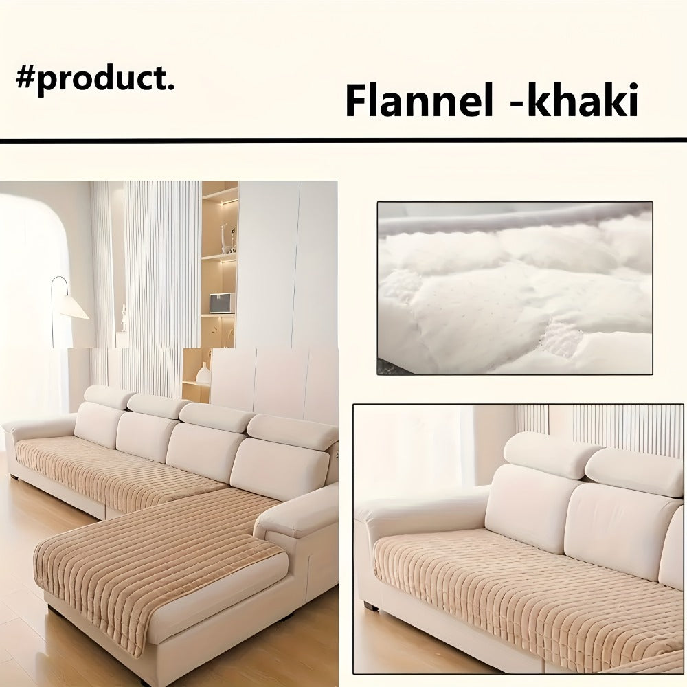 Quilted Flannel Velvet Sofa Cover 2pcs Set | Luxurious Jacquard Couch Cover, Soft Furniture Protector, Pet Friendly Machine Washable, All Season, Living Room Bedroom Office - product image 18