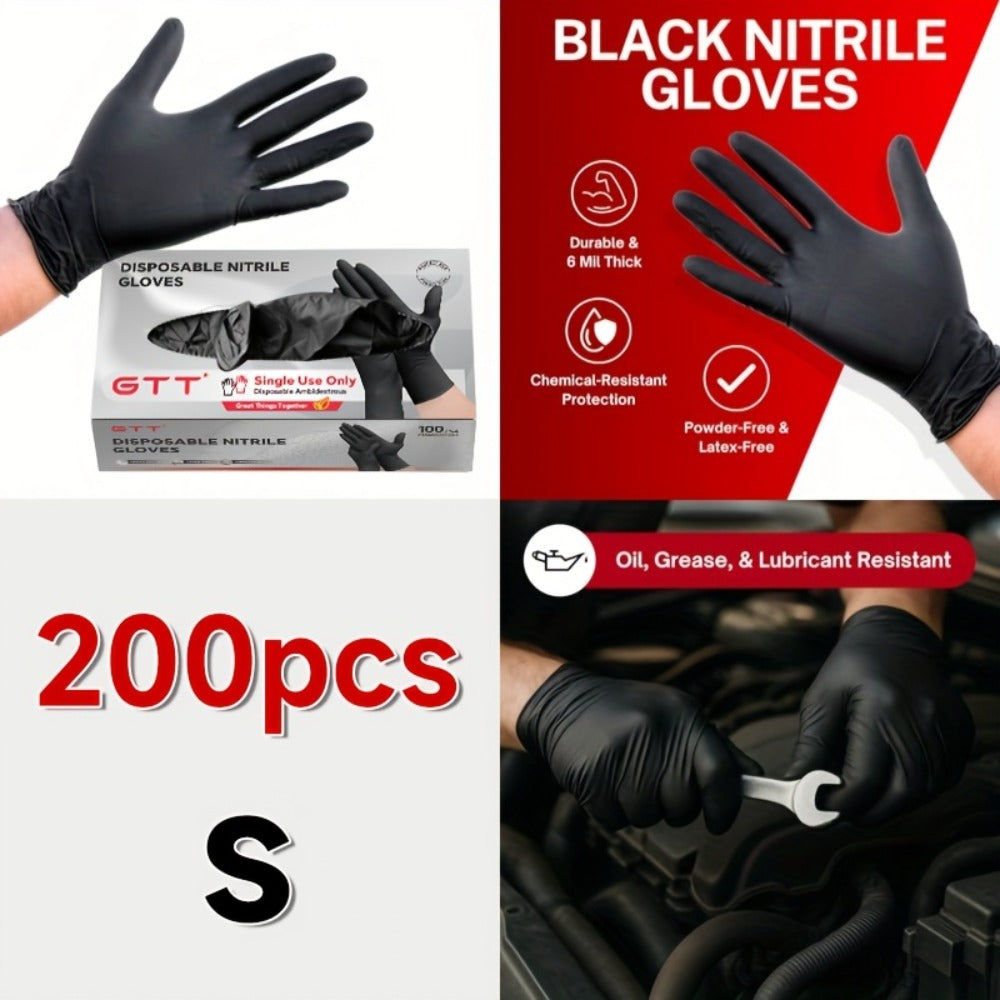 Nitrile Disposable Gloves 200 Count, Black Latex-Free Powder-Free Exam Gloves, Touchscreen Compatible, Chemical Resistant, Flexible Form-Fitting for Kitchen Automotive Industrial M - product image 3