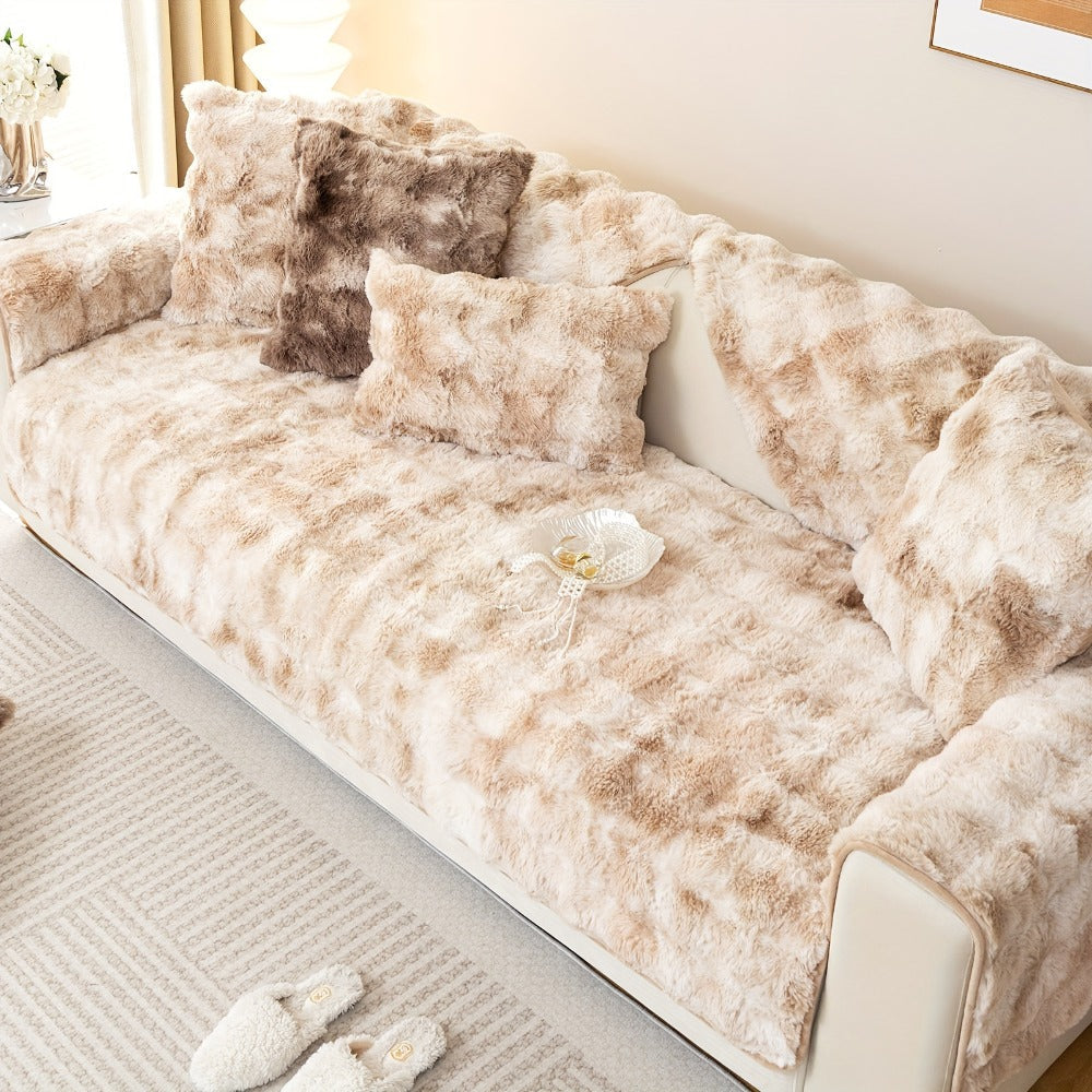 Plush Sofa Cover Faux Lamb Thick Fluffy Couch Slipcover Pet Friendly Machine Washable Gradient Color Polyester Furniture Protector for Armchair Single Double Triple Sofa Living Roo - product image 54