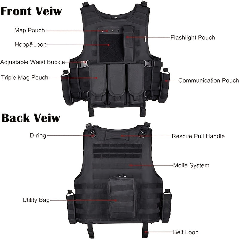 Tactical Outdoor Training Vest for Men Women | Lightweight Protective Hiking Vest with Multi-Pocket Design, Breathable & Adjustable, Ideal for Trekking Camping - product image 3