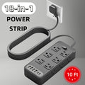 USB Extension Cord Power Strip 18-in-1 with 12 AC Outlets 6 USB Ports Surge Protector Overload Protection Switch 5FT 10FT for Home Kitchen Office Travel Accessories Black White - product image 14