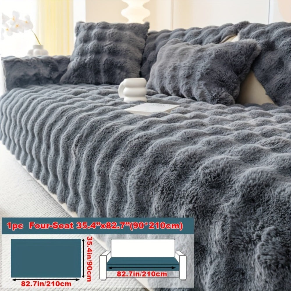 Faux Rabbit Plush Sofa Cover Winter Warm Thickened Anti-Slip Pet Friendly Cushion Protector for Living Room Bedroom Office 1 2 3 4 Seater - product image 9