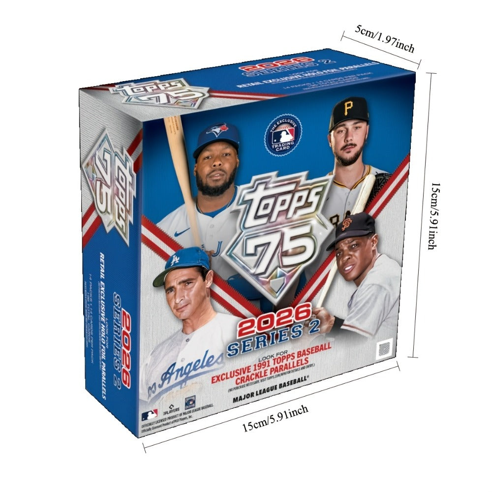 Factory Sealed 196 Cards Topps 75th Anniversary, Look for Autos Relics Parallels & Rookie Cards, Best Collector Gift for Baseball Fans Kids Adults – 2026 Topps Series 2 Baseball Mega Box