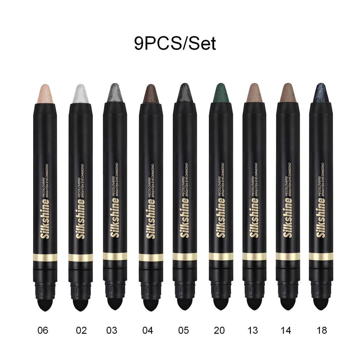 Metallic Eyeshadow Stick Set 9pcs Waterproof Long-Lasting Eye Makeup Kit — Shimmer Crayon Eye Brightener Highlighter & Eyeliner Pen with Brush, Women Beauty Gift - product image 10