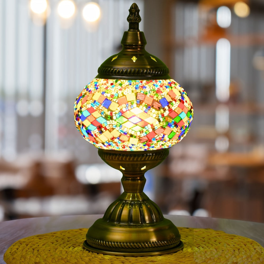 Mosaic Table Lamp Handcrafted Turkish Glass Bedside Lamp 3-Color Dimmable with Metal Base Bulb Included - product image 7