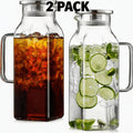 Glass Pitcher with Lid & Handle 68oz – Square Borosilicate Water Jug for Fridge – Heat Resistant Iced Tea Carafe, Cold Brew Coffee Server & Beverage Pitcher - product image 2