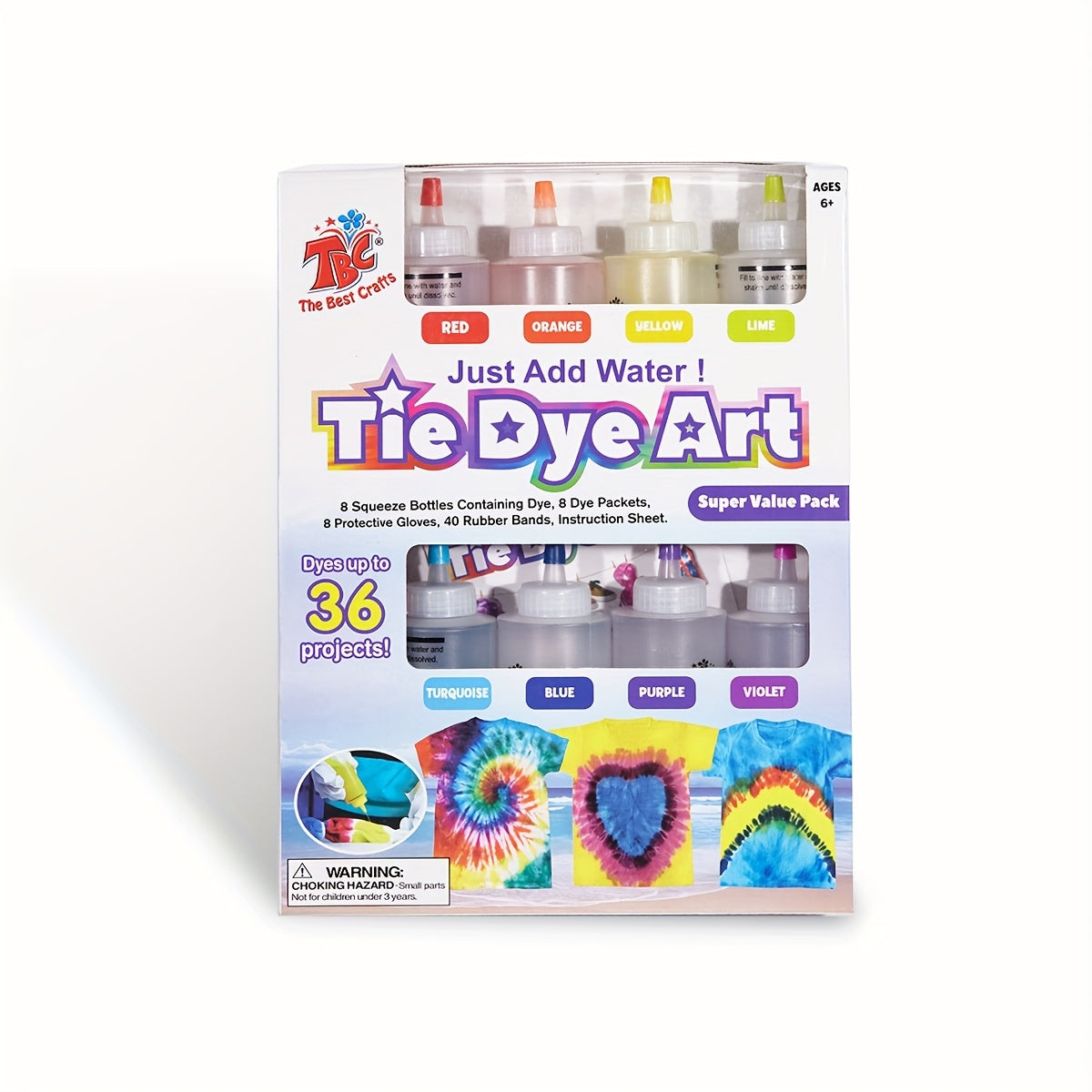8-Color Tie Dye Kit for Kids & Adults | All-in-One DIY Fabric Dye Set with Squeeze Bottles Gloves Rubber Bands & Refill Packs, Tie-Dye Party Activity Gift 36+ - product image 10