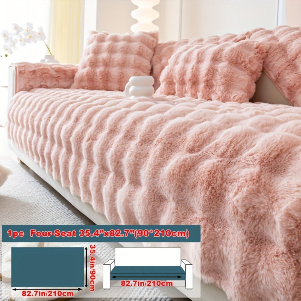 Faux Rabbit Plush Sofa Cover Winter Warm Thickened Anti-Slip Pet Friendly Cushion Protector for Living Room Bedroom Office 1 2 3 4 Seater - product image 36
