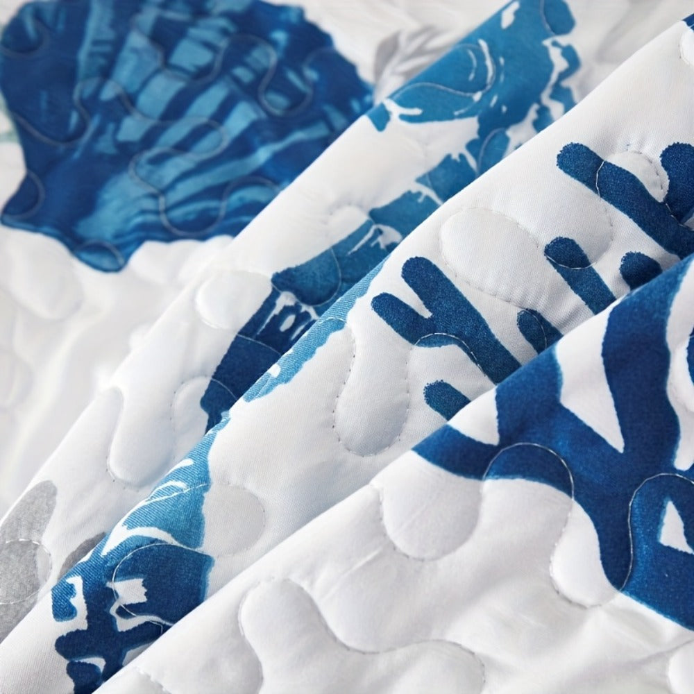 Duvet Cover Set 3 Piece Ocean Style Seahorse Coral Pattern Soft Breathable Microfiber Bedding Set with 2 Pillowcases Machine Washable All Season Comforter Cover for Bedroom Dorm Tw - product image 6