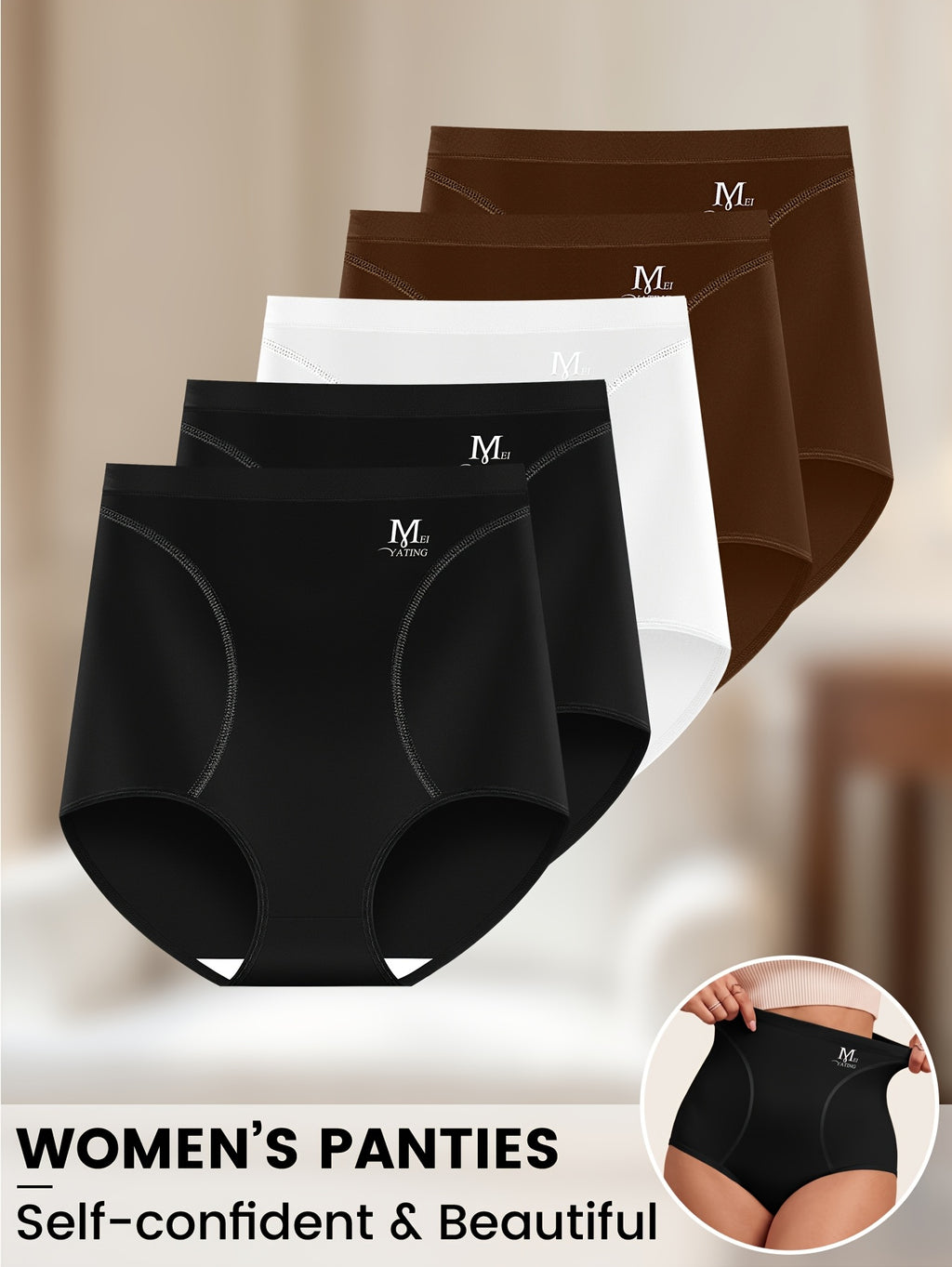 5Pack Plus Size Women's Briefs Extra High Waist Belly Tuck Ice No Marks Women's Panties Briefs Comfortable Fit Body Shaping Buttocks Lift Summer Thin - product image 16