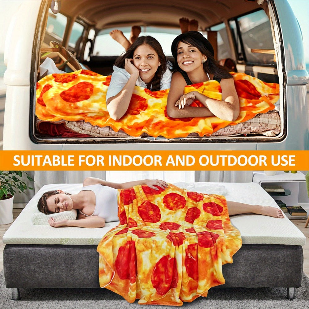Food Print Flannel Throw Blanket - Funny Pizza Donut Pancakes Digital Print 250GSM Soft Cozy Lightweight All-Season Foodie Throw for Couch Sofa Bed Office Camping Travel - product image 14