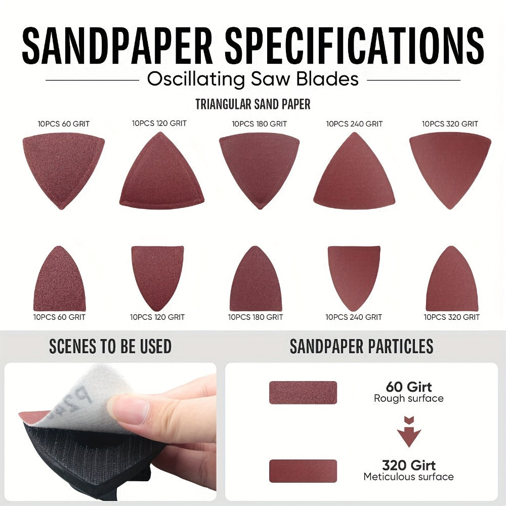 115pcs Oscillating Saw Blades Set with Sandpaper – Multitool Blades for Wood Metal Plastic, Universal Fit for Major Brands, Complete DIY & Pro Cutting Kit - product image 5