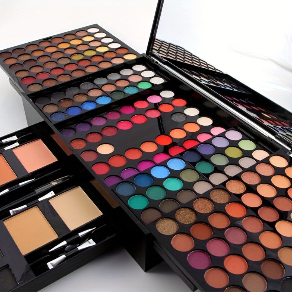 Makeup Palette Kit 190 Colors 4-in-1 Full Face Set – Eyeshadow Blush Powder & Eyebrow with 8 Professional Brushes & Mirror, Shimmer & Matte Shades, Complete Makeup Kit for Women Gi - product image 9