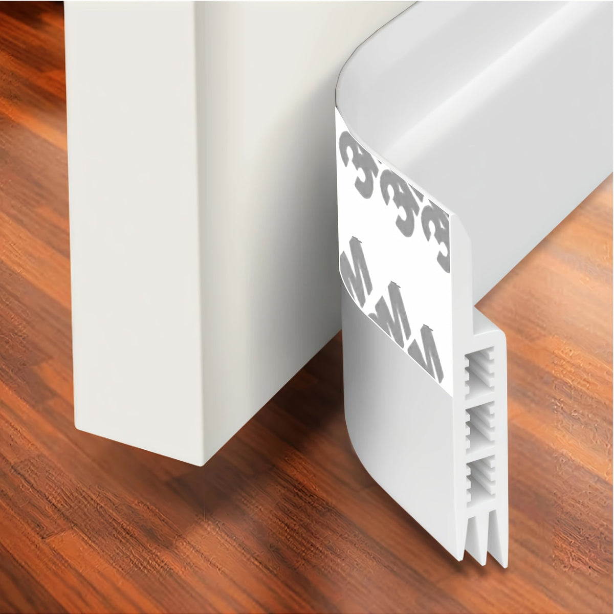 Door Draft Stopper Silicone Under Door Sweep Weather Stripping 39 Inch Strong Adhesive 3-Layer Sound Insulation Noise Blocker Energy Saving Seal for Indoor Outdoor Doors White Blac - product image 18