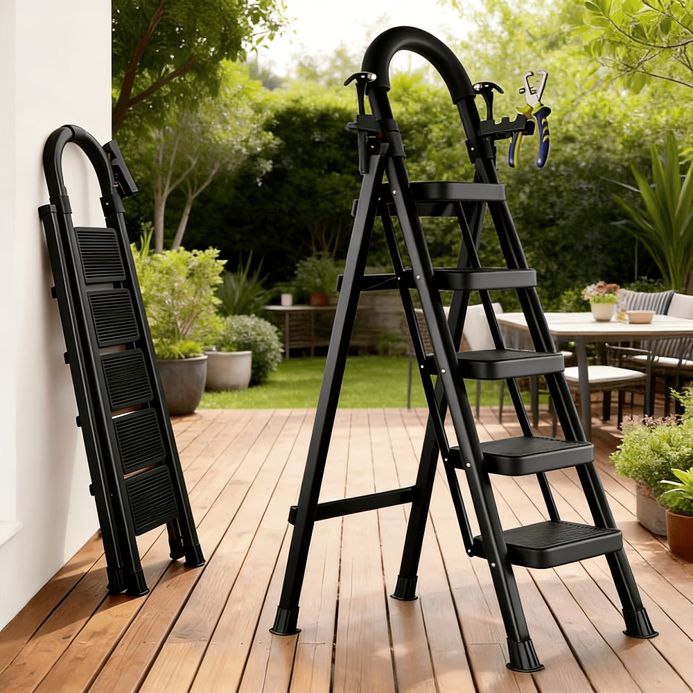 Folding Step Stool Ladder 500lbs Heavy Duty Steel with Anti-Slip Wide Treads & Handrails – Safety Lock, Portable Multi-Step Ladder for Home, Kitchen & Outdoor Use, Mini / Medium /  - product image 12