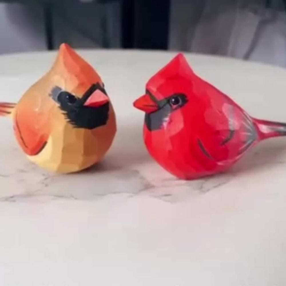 Cardinal Bird Statues Handmade Wood Carving 2pcs - Painted Decorative Bird Figurines for Home Decor Shelf Garden - Best Gift for Bird Lovers Birthday Christmas Family Friends - product image 12
