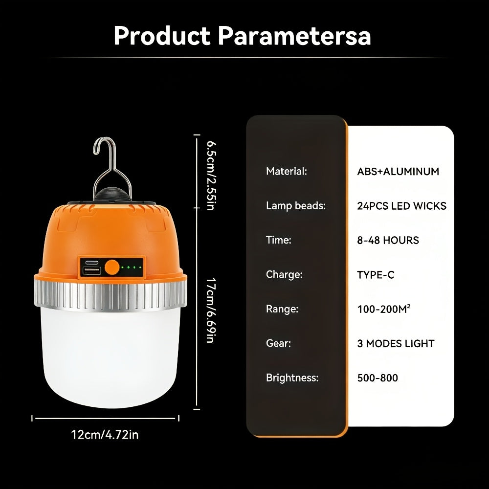Rechargeable LED Camping Lantern with Power Bank USB Outdoor Hanging Tent Light Built-in Battery Emergency Lamp for Camping BBQ Hiking Patio Backpacking - product image 2