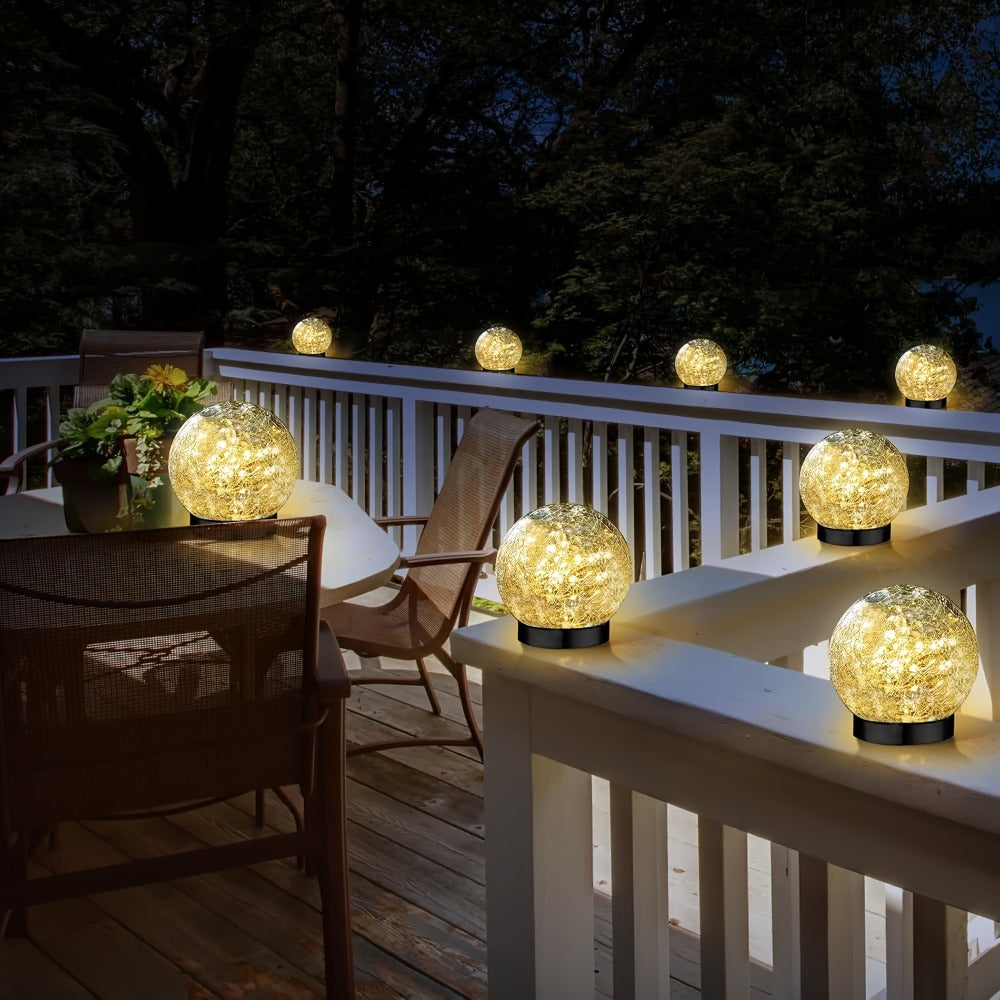Solar Garden Globe Lights 4 Pack Cracked Glass Ball Outdoor Solar Sphere Lights with 30 LED Warm White IP65 Waterproof Auto On Off for Garden Patio Lawn Yard Pathway Christmas Deco - product image 9